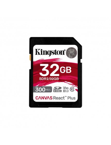 Kingston SDR2/32GB Canvas React Plus SDHC UHS-II 300R/260W U3 V90 for Full HD/4K/8K Hafıza Kartı