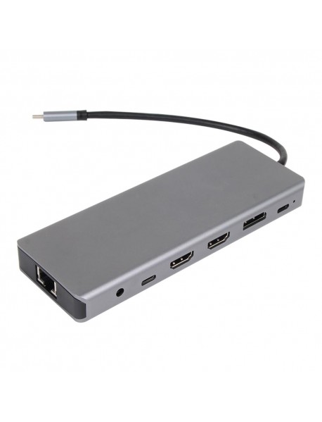 Vcom CU4706 Type-C To HDMI*2+DP+USB3.0*3+TYPE C+USB2.0+RJ45+SD2.0+TF2.0+PD+DC 3.5mm 13 in 1 Çevirici