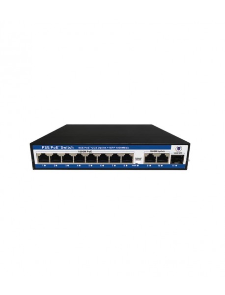 Nova NVC-PSEG0821 8 Port Poe+ 10/100/1000 Mbps 2 Port 10/100/1000 Mbps Uplink 1 Port SFP Switch 120W