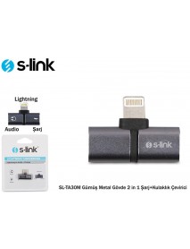 S-link SL-TA30M Lightning Gümüş Metal Gövde 2 in 1 Şarj+Kulaklık Çevirici S-link SL-TA30M Lightning Gümüş Metal Gövde 2 in 1 Şarj+Kulaklık Çevirici
