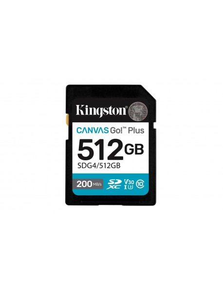 Kingston SDG4/512GB 512GB SDXC Canvas Go Plus Gen4 200MB/s C10 UHS-I U3 V30 Hafıza Kartı