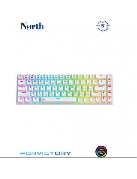 North Odin Pro WL68 LightCore Kablosuz Bluetooth RGB Red Switch Türkçe Beyaz Mekanik Gaming Klavye