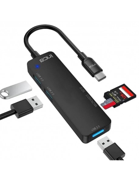 Inca ITPC-5T Type-C Giriş 2XUSB Sd/Micro Sd2.0 Çoklayıcı USB 3.0 Çoklayıcı Çevirici Mavi Led