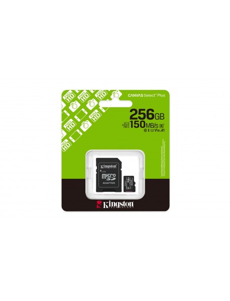 Kingston SDCS3/256GB 256GB microSDXC Canvas Select Plus Gen3 150MB/s A1 Card + Adapter Hafıza Kartı