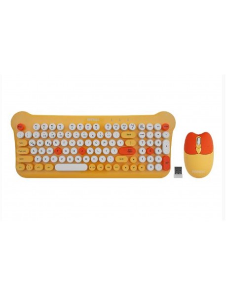 Everest KM-6244 BUNNY Renkli Tuşlu Sarı 2.4 ghz + BT Kablosuz Q Multimedia Klavye + Mouse Set