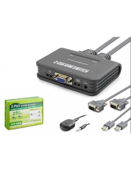 Hadron Hdx1362 Vga Usb Kwm Switch 2Giriş 1Çıkış Kablolu Siyah