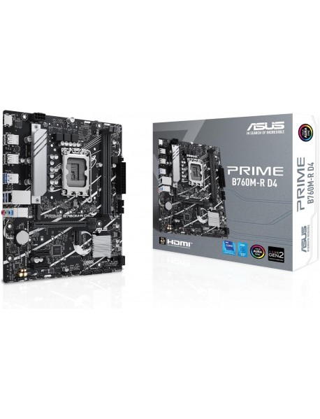Asus Prıme B760M-R D4 Intel B760 Lga1700 DDR4 5333 Hdmı 2X M2 Aura Rgb 2.5Gbit Lan Matx Anakart