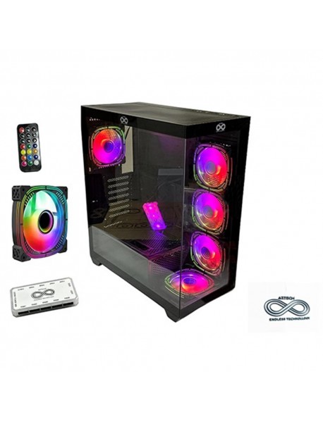 AZTECH AZT101 B 5 x RGB Fan Uzakdan Kumanda Siyah Akvaryum Gamin Kasa Temper Cam , RGB Switch