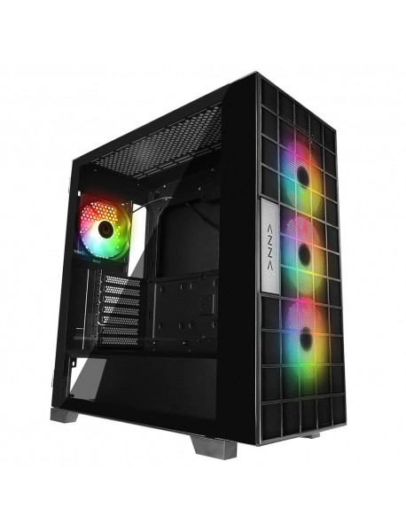 Rampage AZZA V2 Temperli Camlı Siyah 4*12CM ARGB Fan + Type-C ATX Mid-T Gaming Oyuncu Kasası