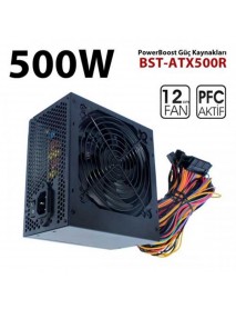 PowerBoost PB500AR 500W APFC 2*PCI-E 6+2 Pin 12cm Siyah Fanlı ATX Power Supply PowerBoost PB500AR 500W APFC 2*PCI-E 6+2 Pin 12cm Siyah Fanlı ATX Power Supply