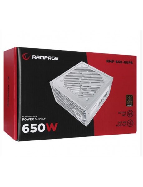 Rampage RMP-600-80P 600W 80Plus Bronze 12cm Fan Aktif PFC Beyaz Power Supply