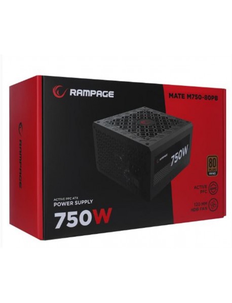 Rampage MATE M750-80PB 750W 12cm Fan Full Modular 80 Plus Bronze Aktif PFC Siyah Power Supply